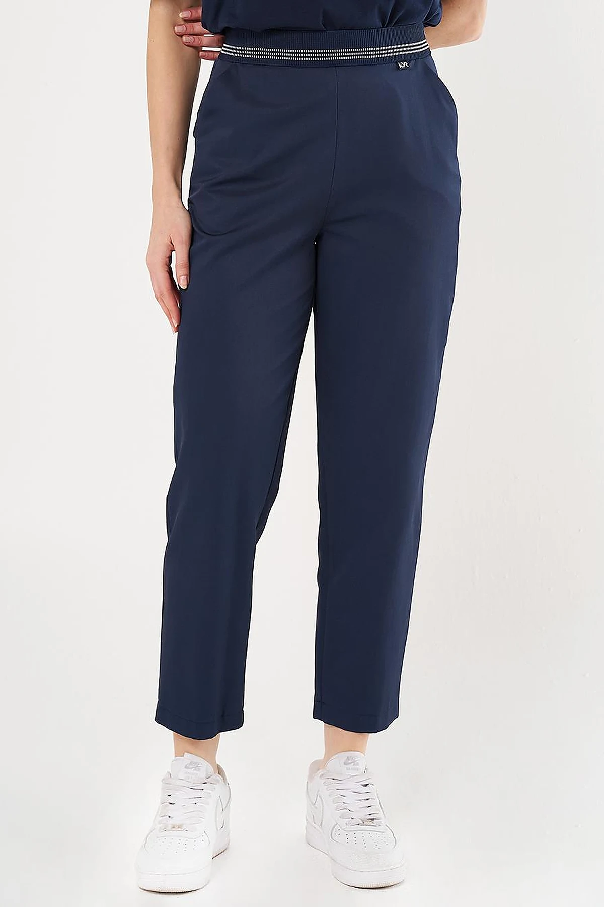 Belted Slim Fit Pants Dark Navy