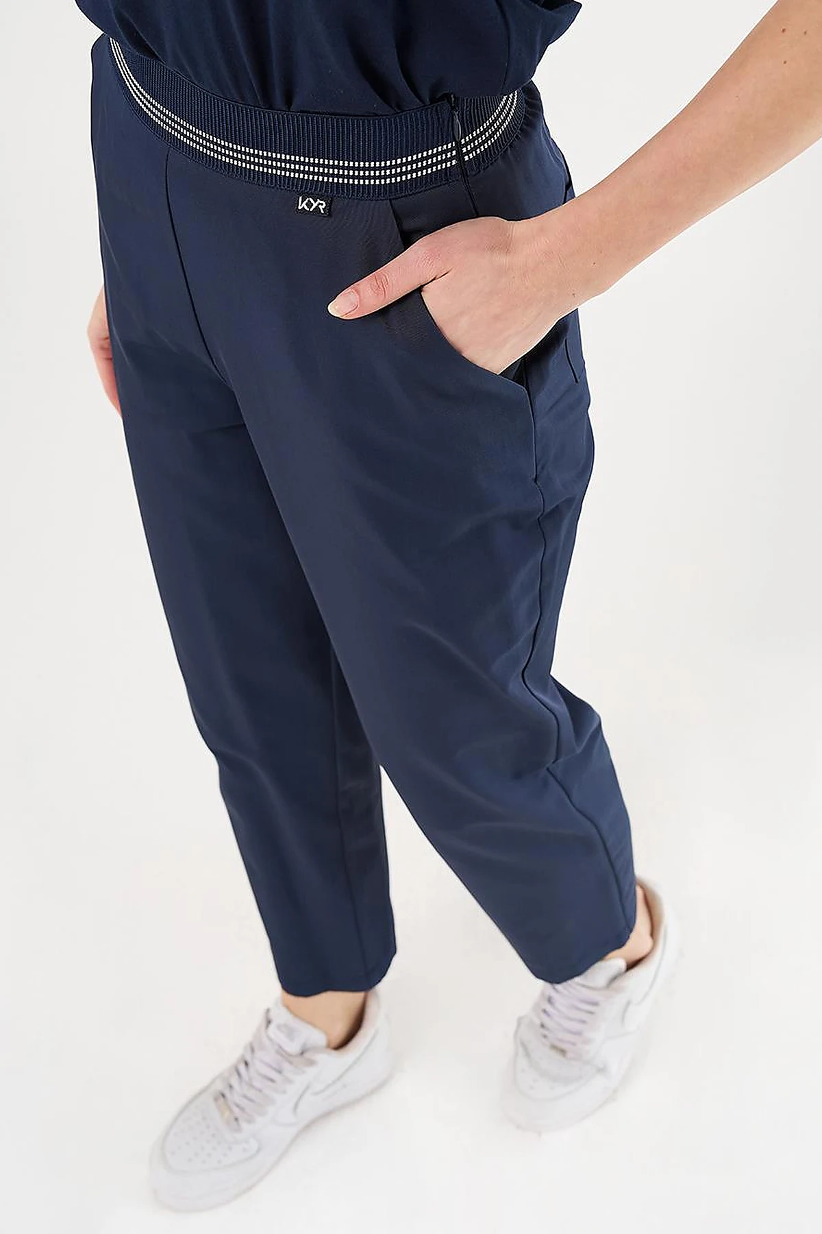 Belted Slim Fit Pants Dark Navy