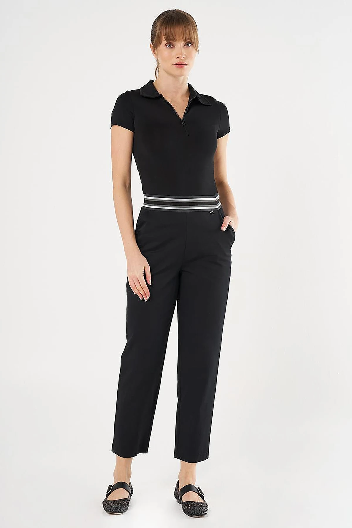Belted Slim Fit Pants Black