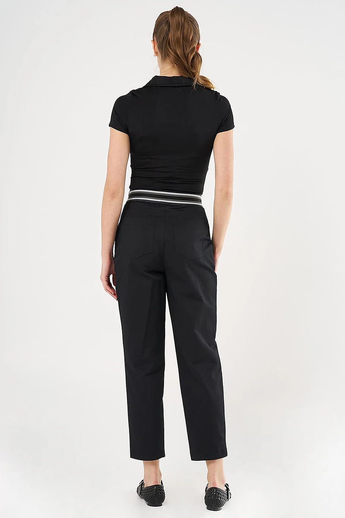 Belted Slim Fit Pants Black