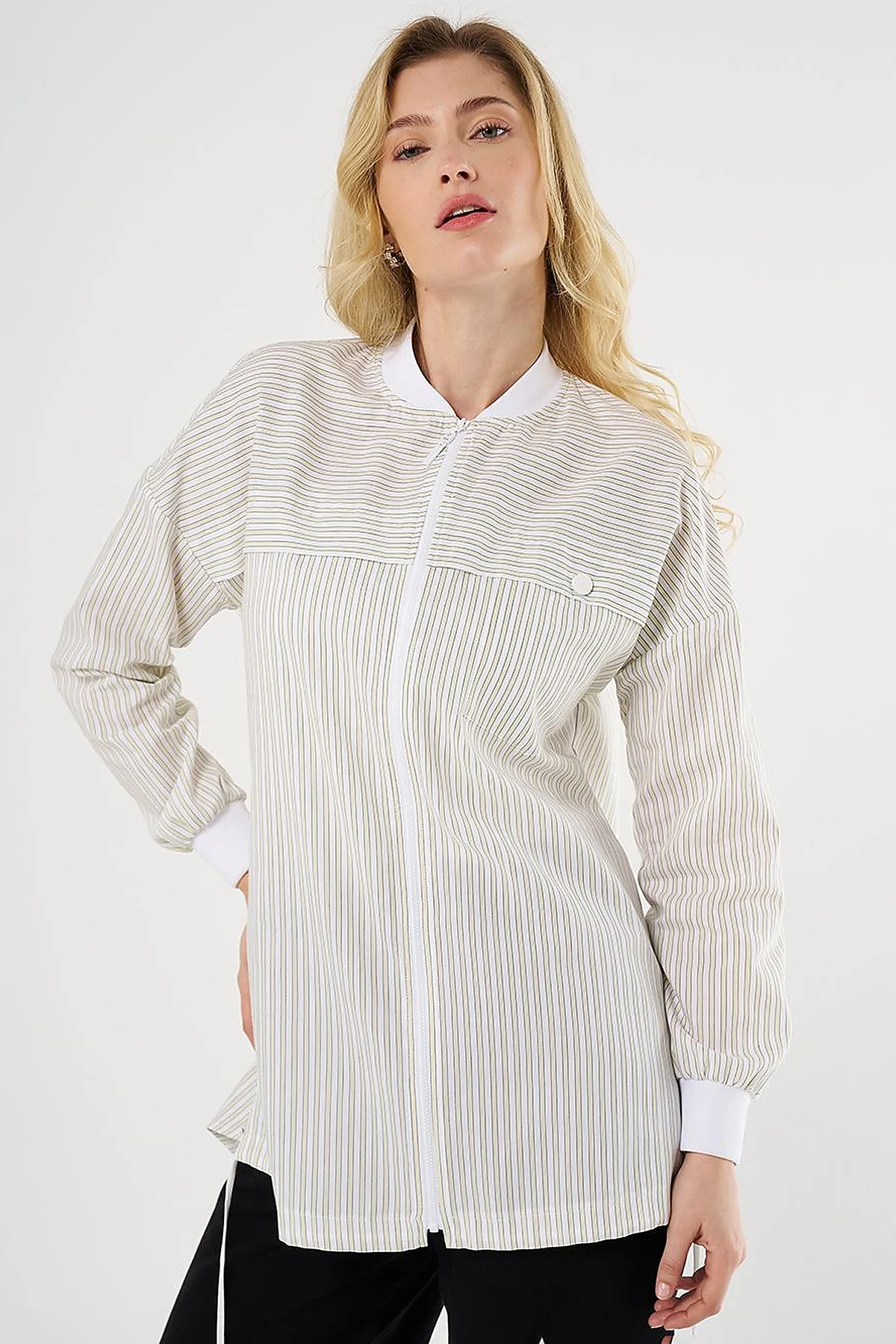College Collar Cotton Tunic Lime