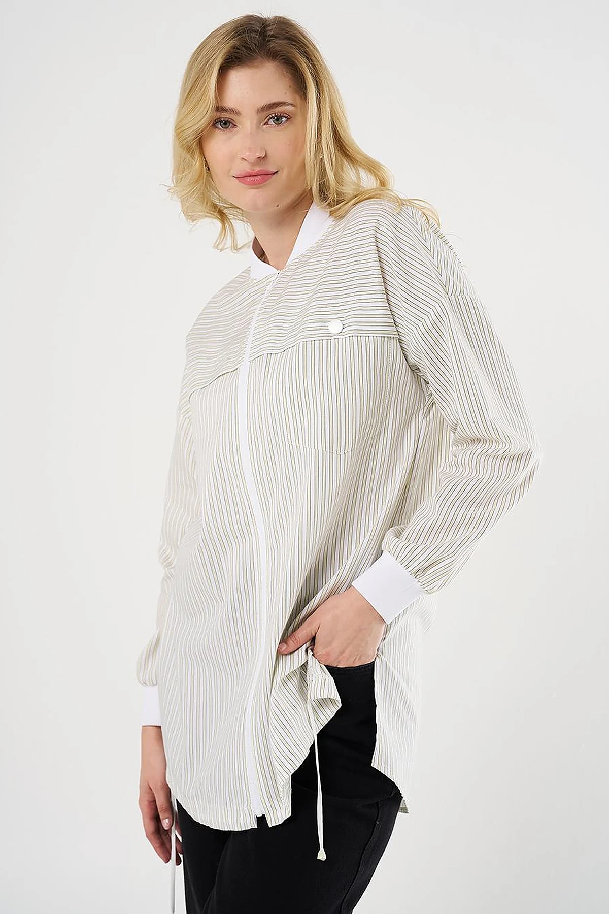 College Collar Cotton Tunic Lime