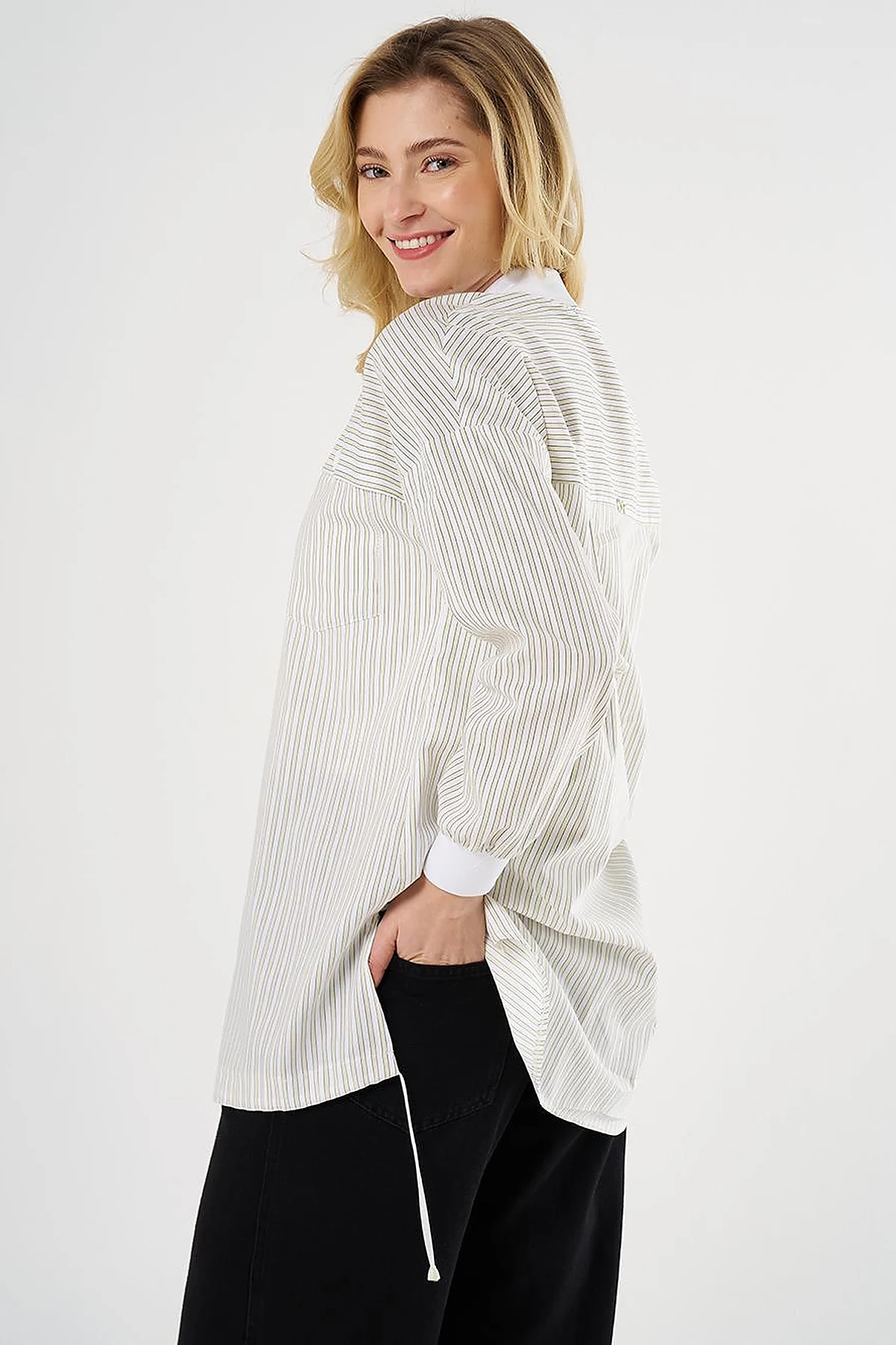 College Collar Cotton Tunic Lime
