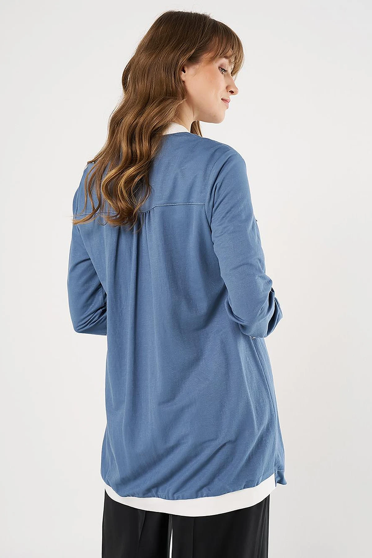 Point Stitch College Collar Tunic Indigo