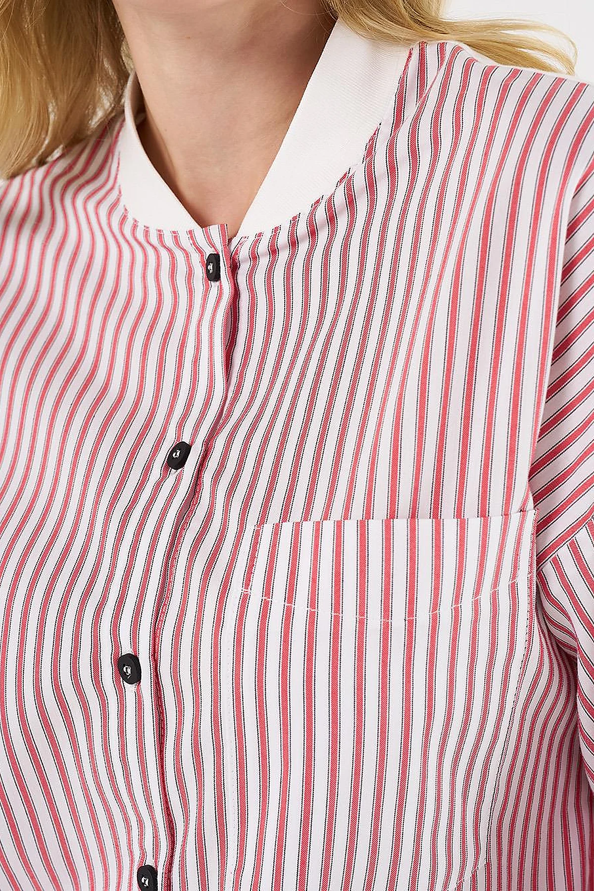College Collar Cotton Tunic Red