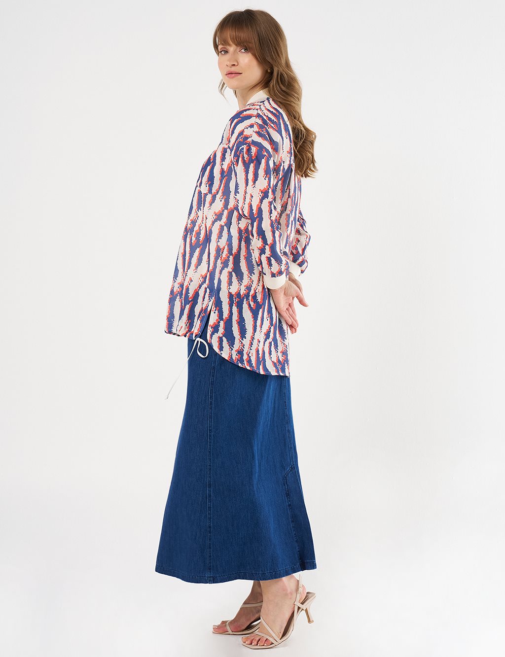 Printed College Collar Tunic Navy