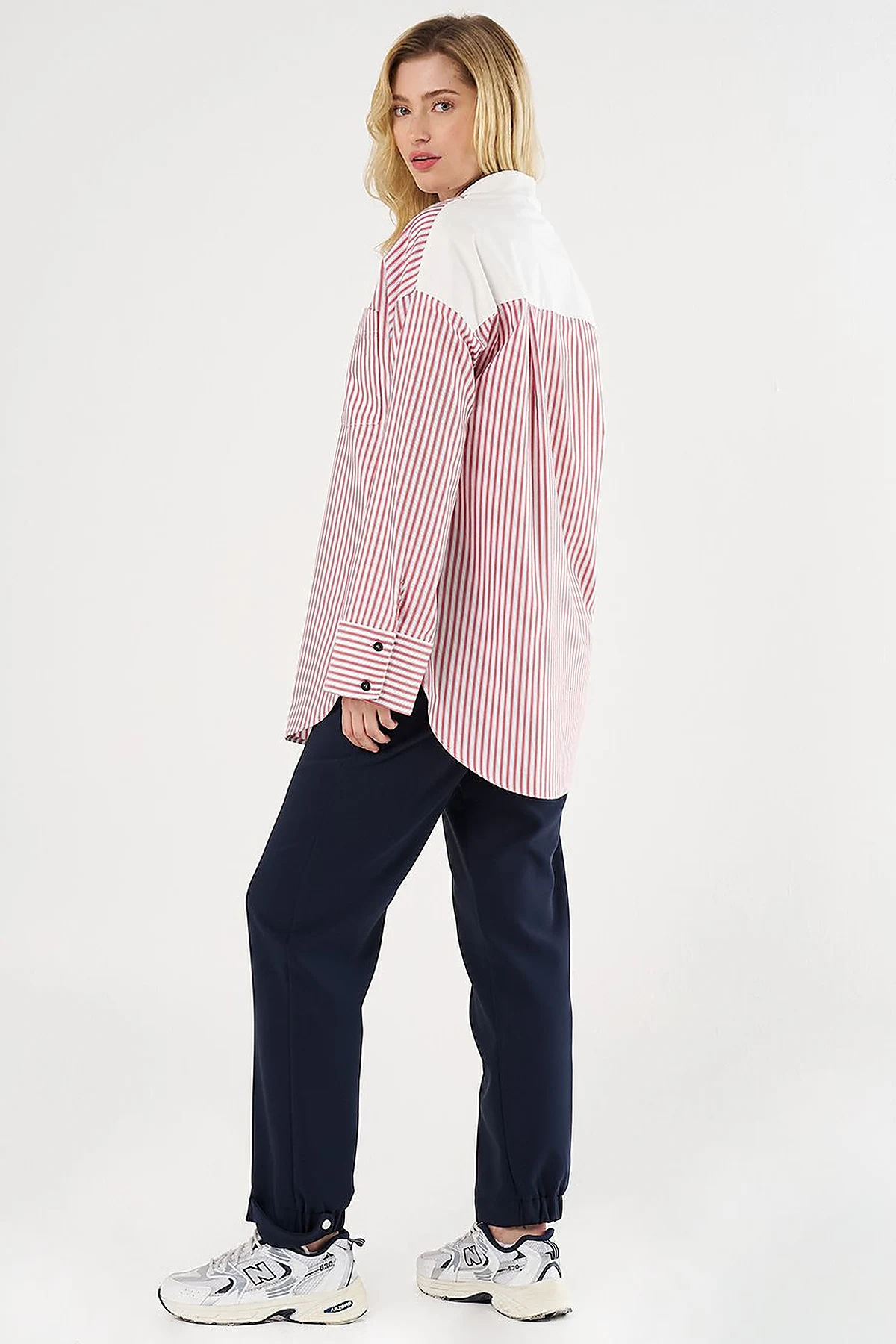 College Collar Cotton Tunic Red