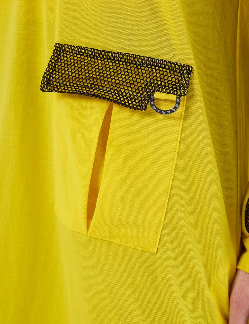 Mesh-Trim Sweatshirt in Yellow