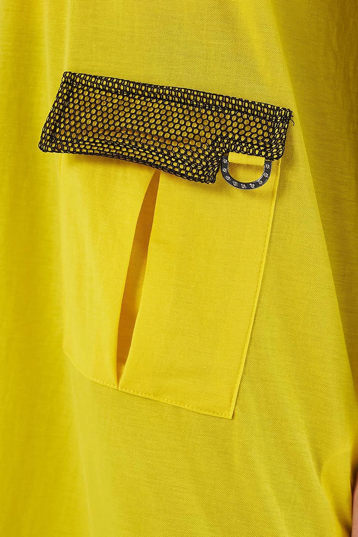 Mesh-Trim Sweatshirt in Yellow