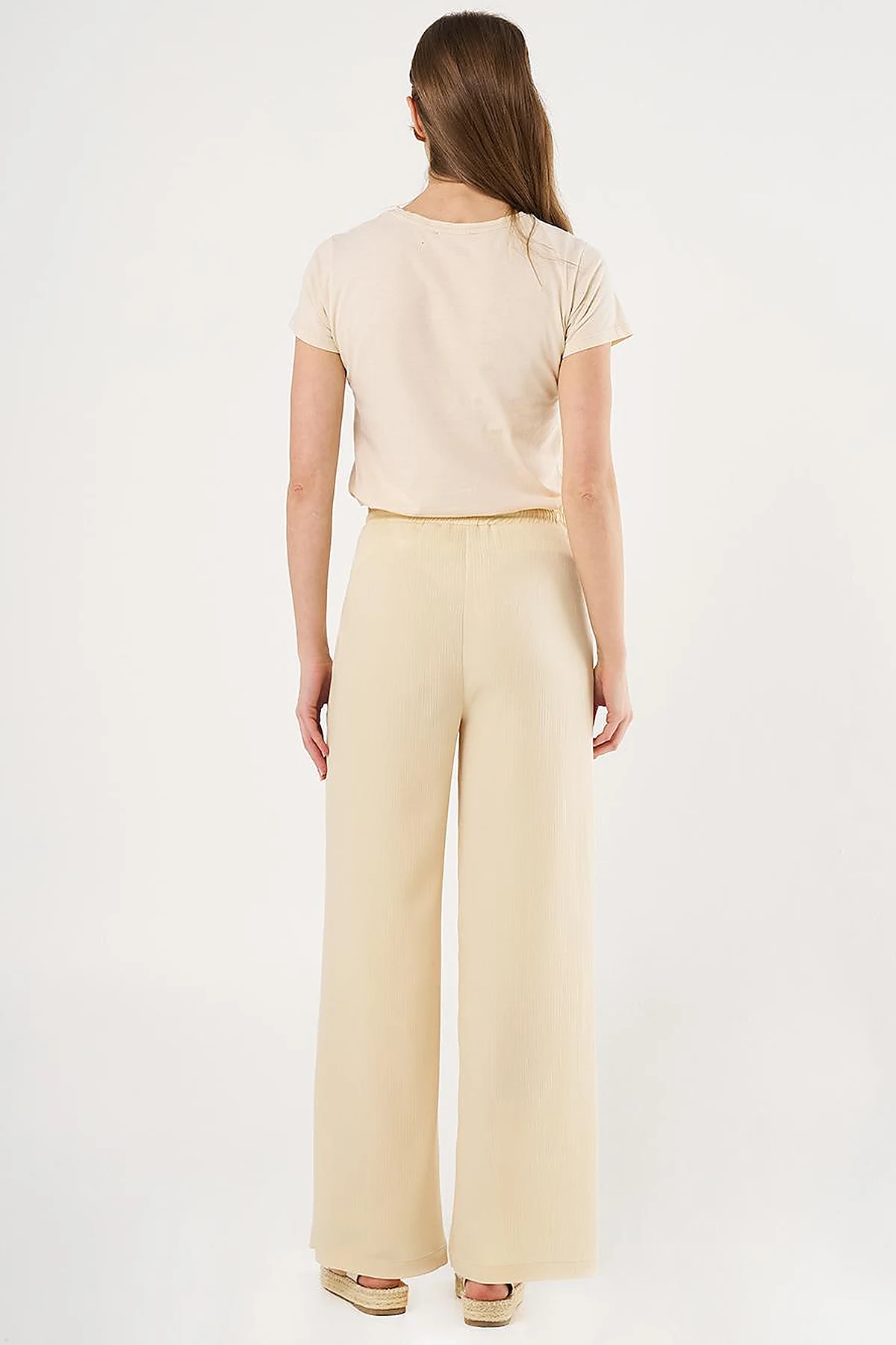 Laced Relaxed Fit Pants Light Yellow
