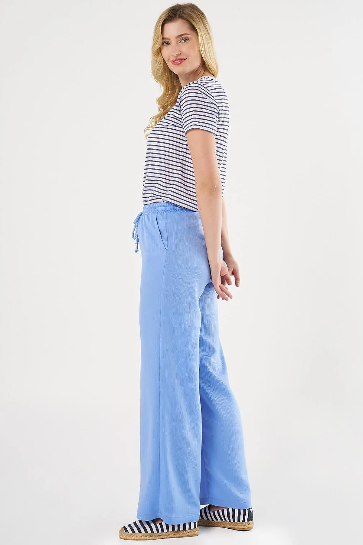 Laced Relaxed Fit Pants Sky Blue