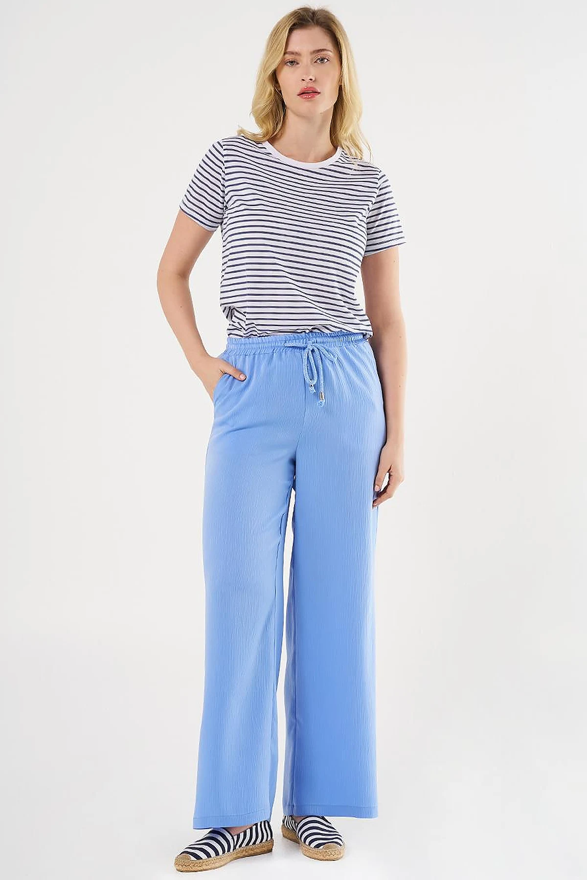 Laced Relaxed Fit Pants Sky Blue