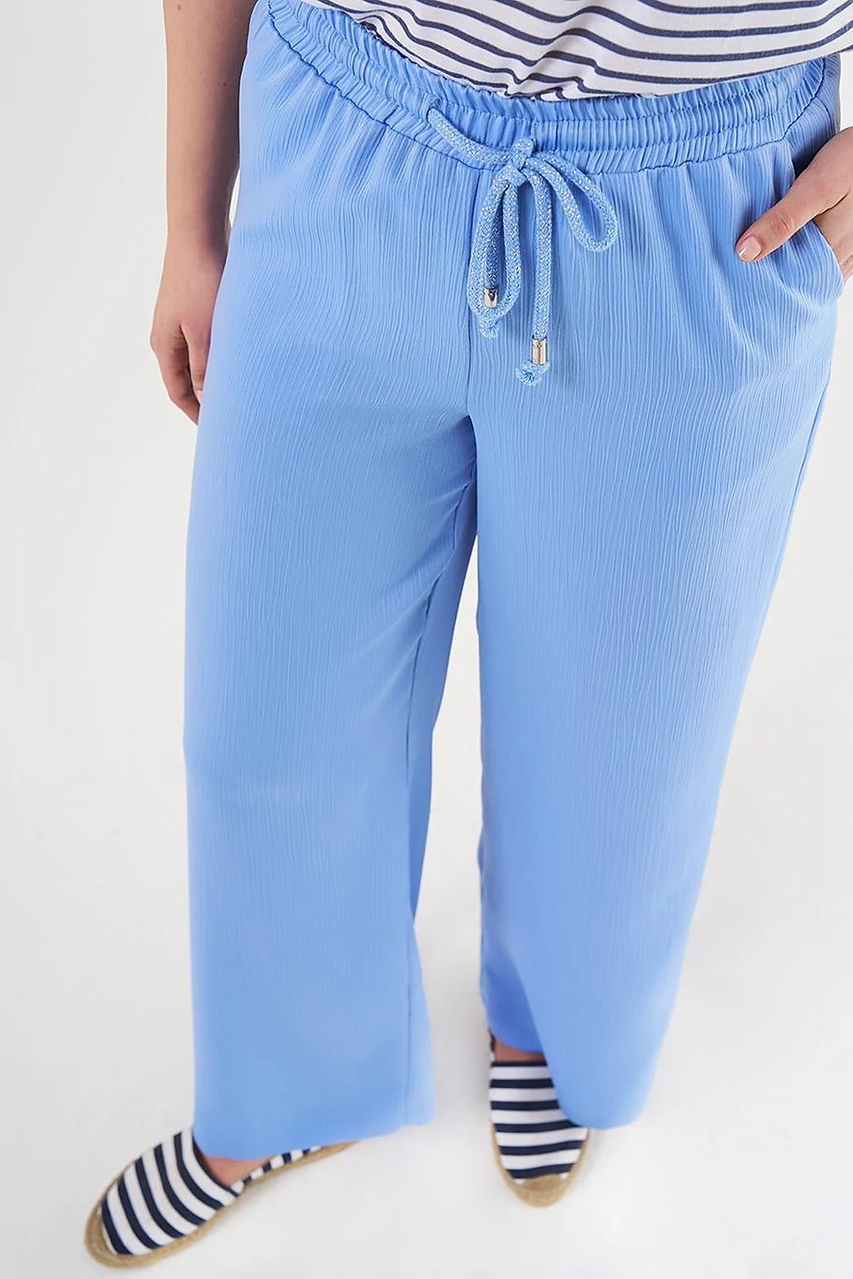 Laced Relaxed Fit Pants Sky Blue