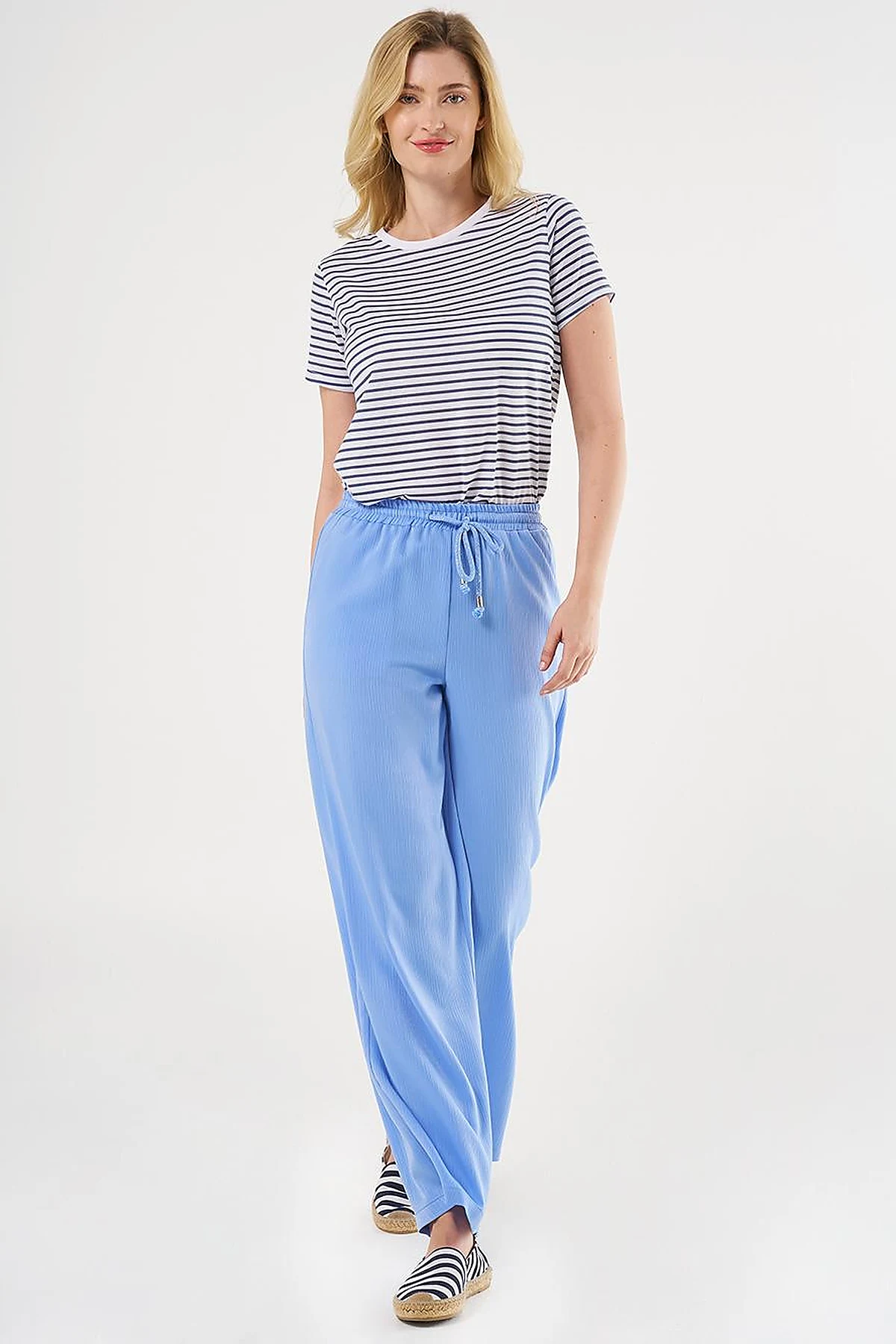 Laced Relaxed Fit Pants Sky Blue