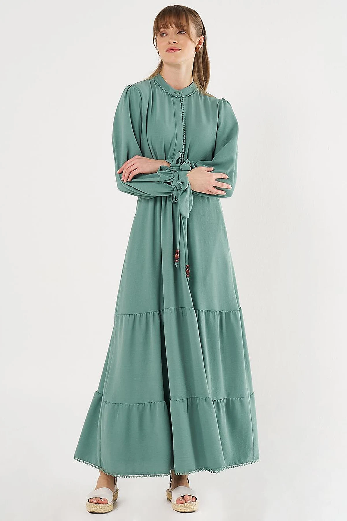  Tiered Ruffled Dress in Mint