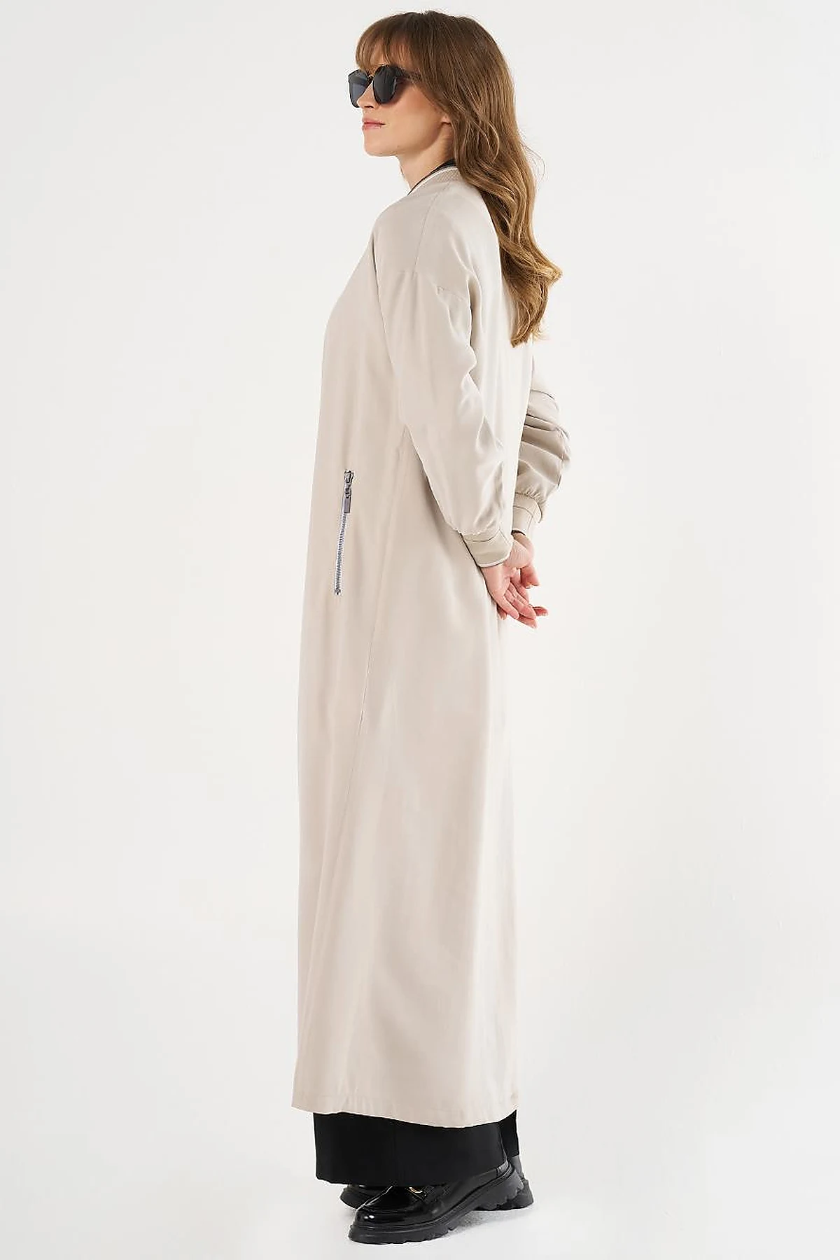 Zipper Closure Rayon Jacket Stone 