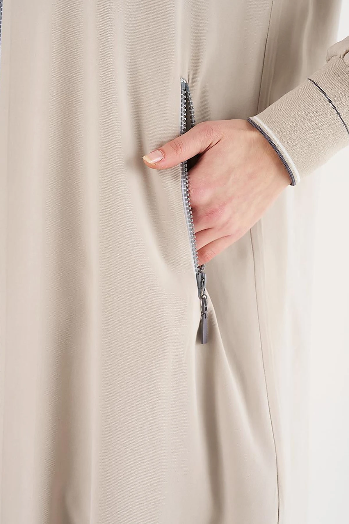 Zipper Closure Rayon Jacket Stone 