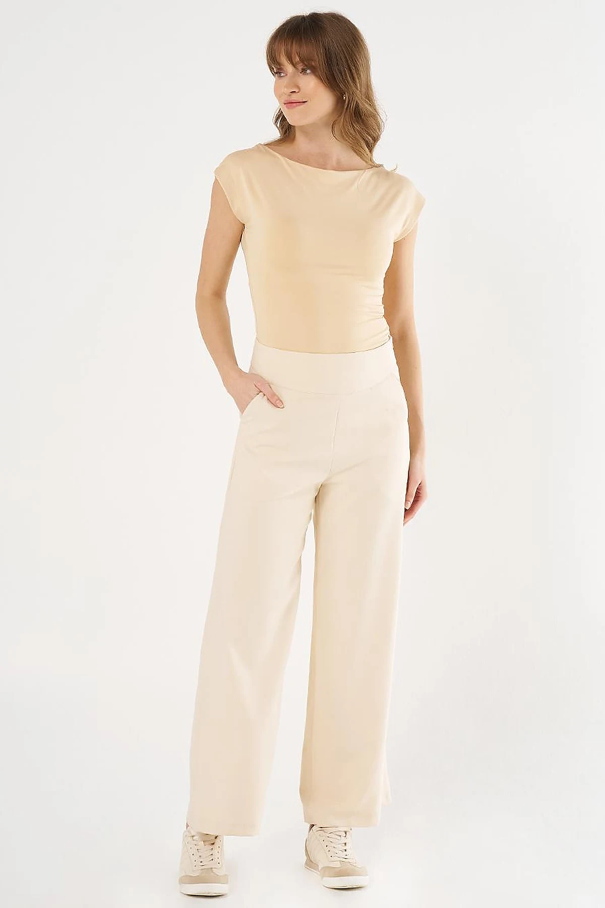 Corset Belted Pants Cream