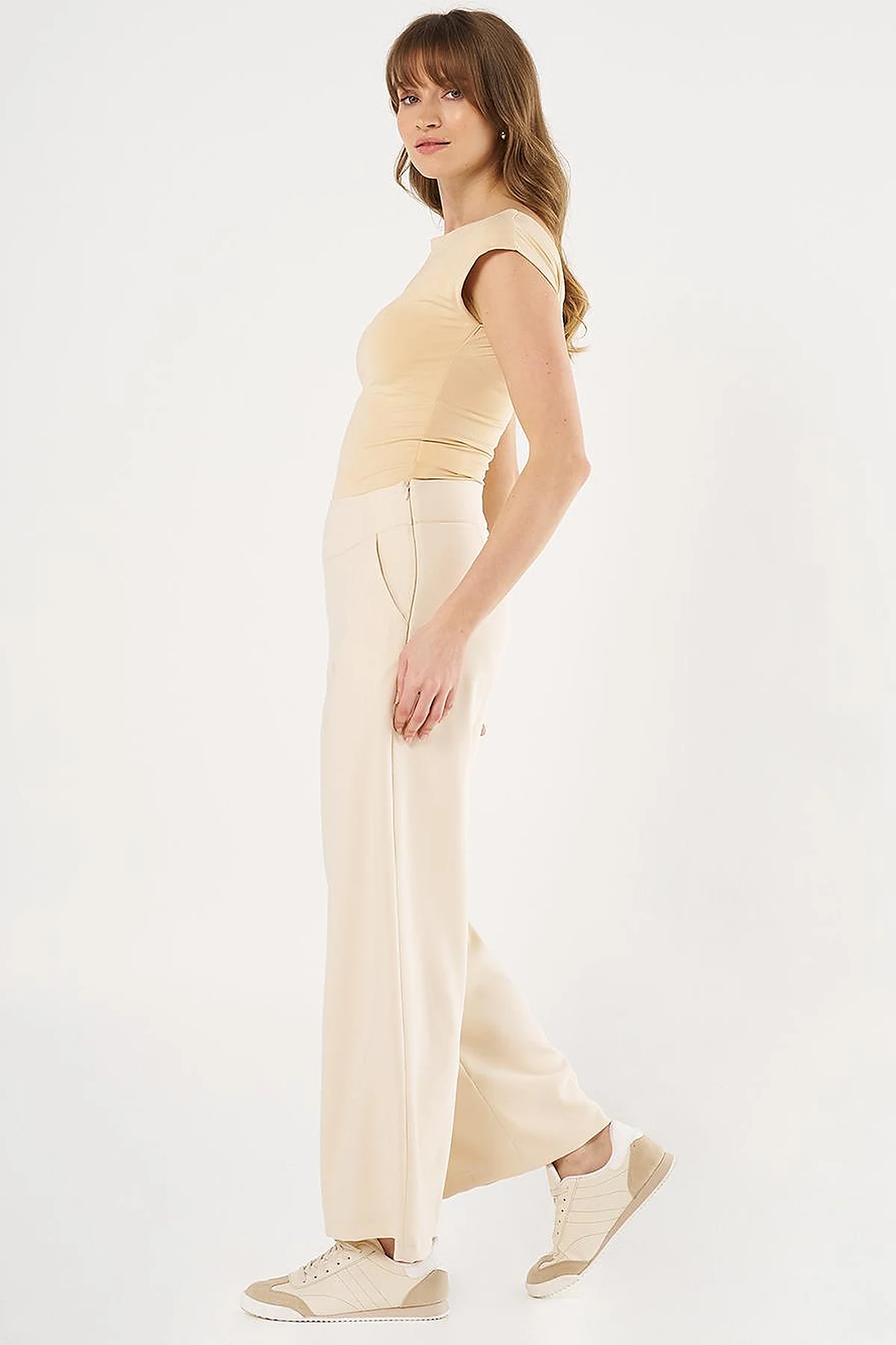 Corset Belted Pants Cream