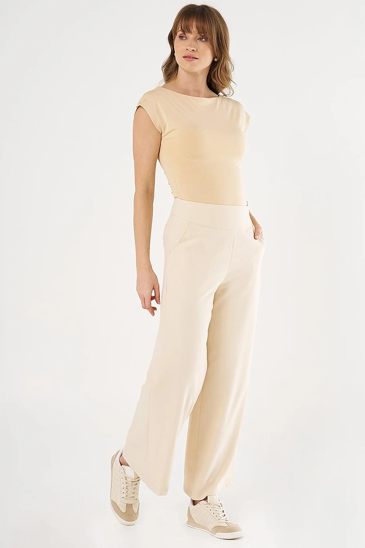 Corset Belted Pants Cream