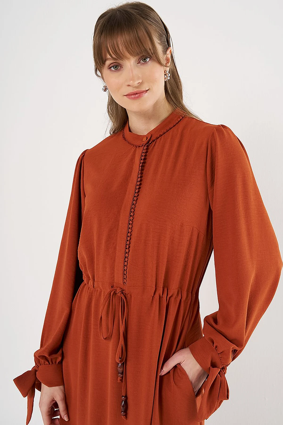 Tiered Ruffled Dress in Terracotta