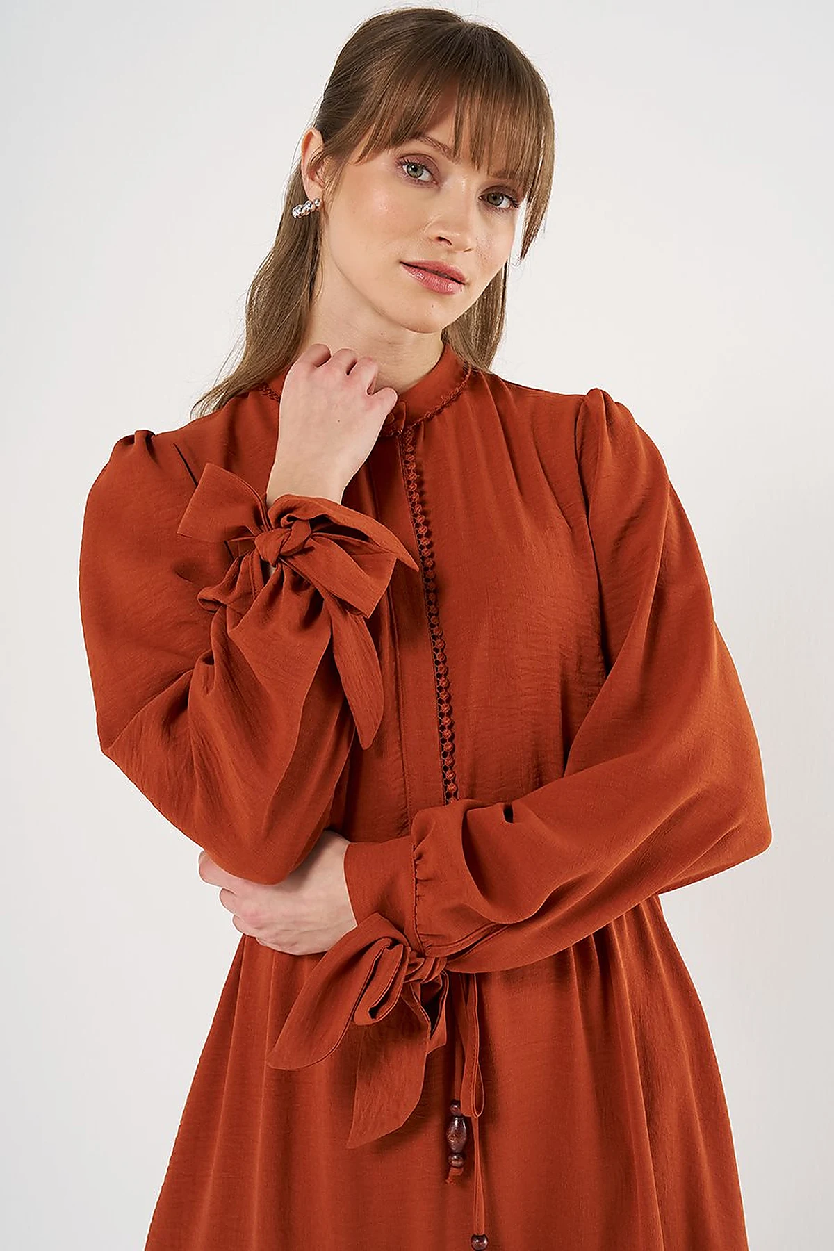 Tiered Ruffled Dress in Terracotta