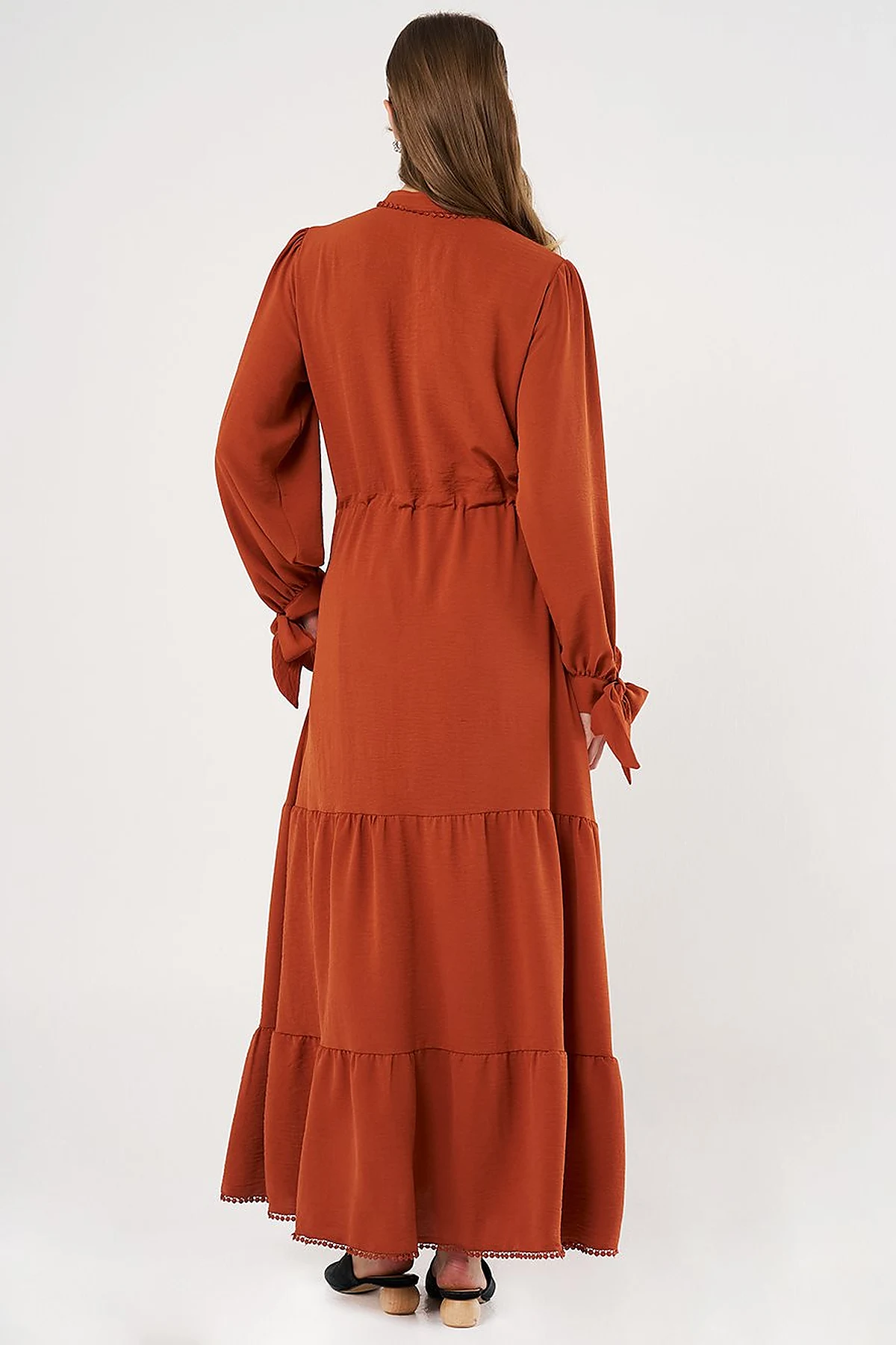 Tiered Ruffled Dress in Terracotta