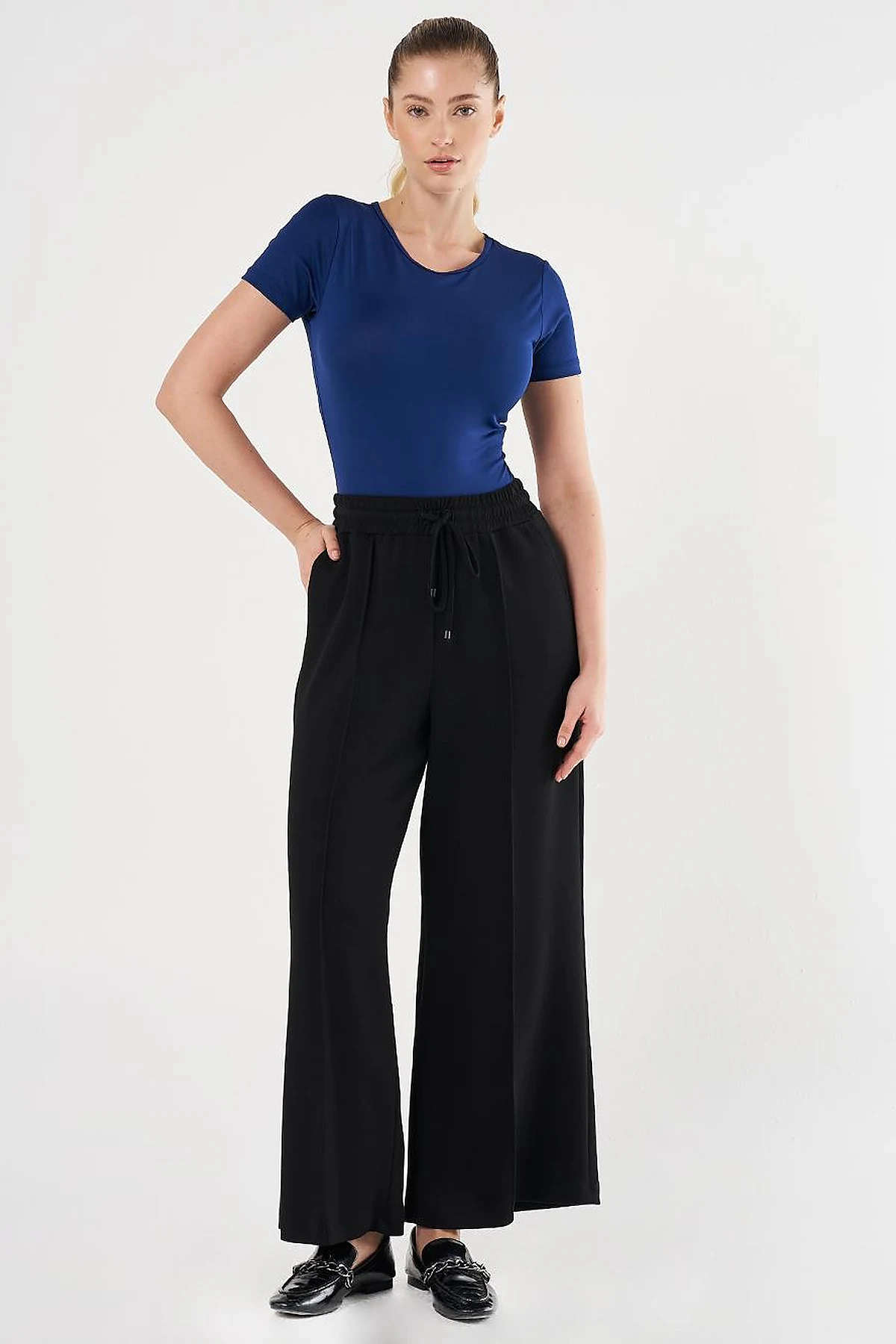 Topstitched Scuba Pants Black