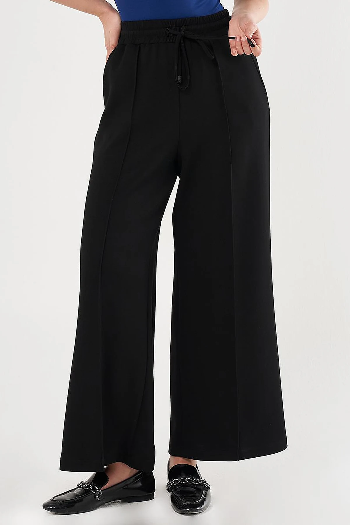 Topstitched Scuba Pants Black