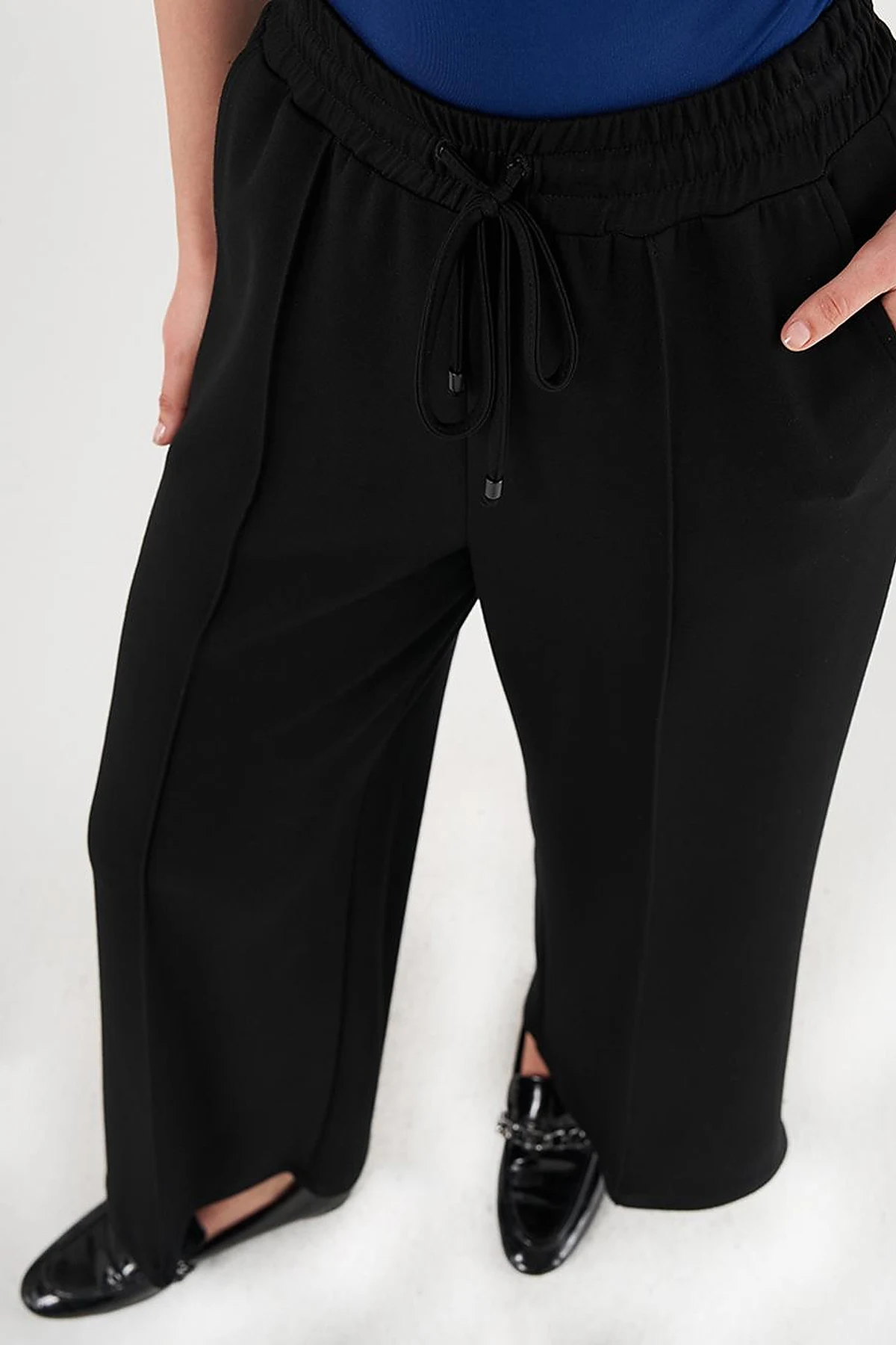 Topstitched Scuba Pants Black