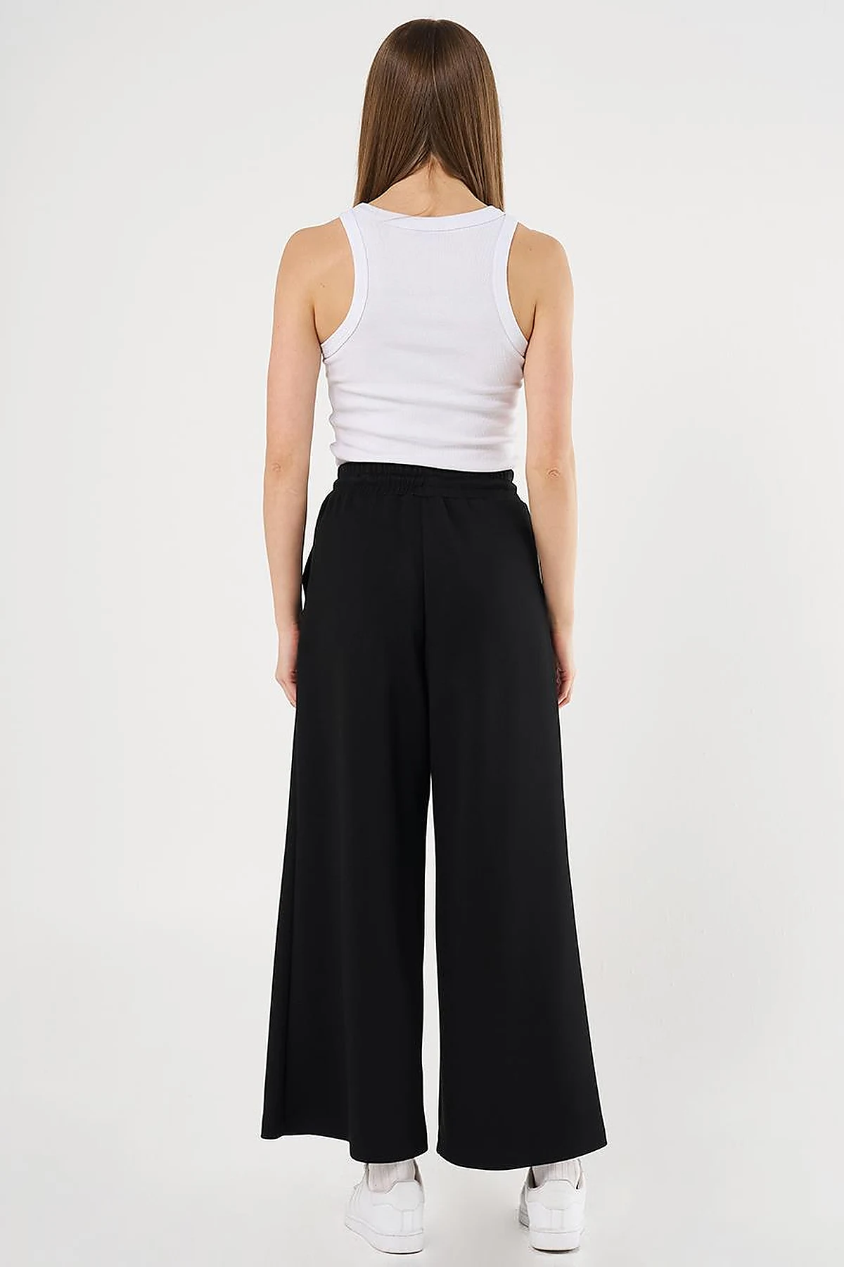 Topstitched Knit Pants - Black