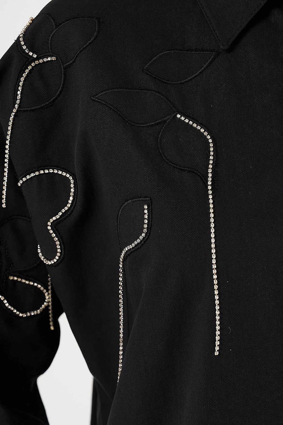 100% Cotton Stone Embellished Tunic Black