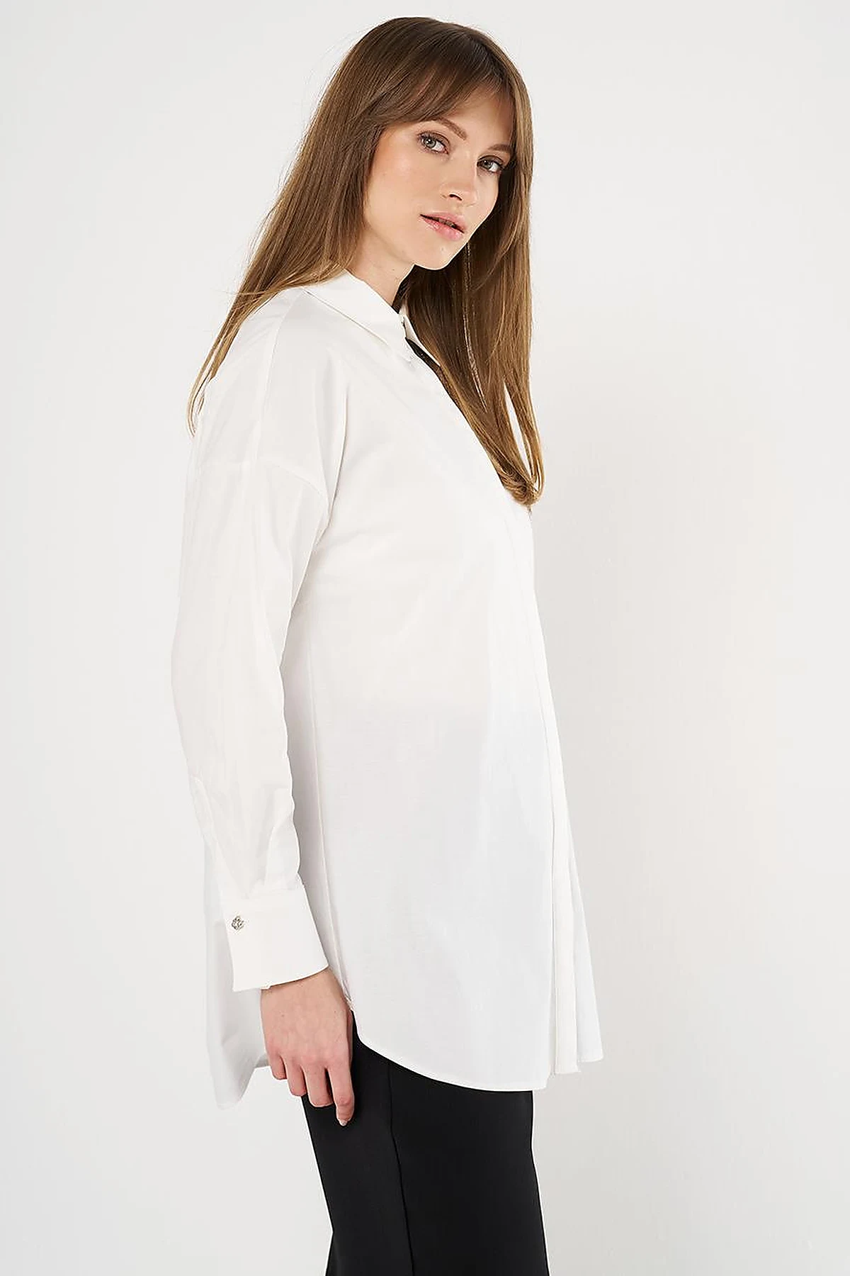 Ruffled Cotton Tunic Ecru