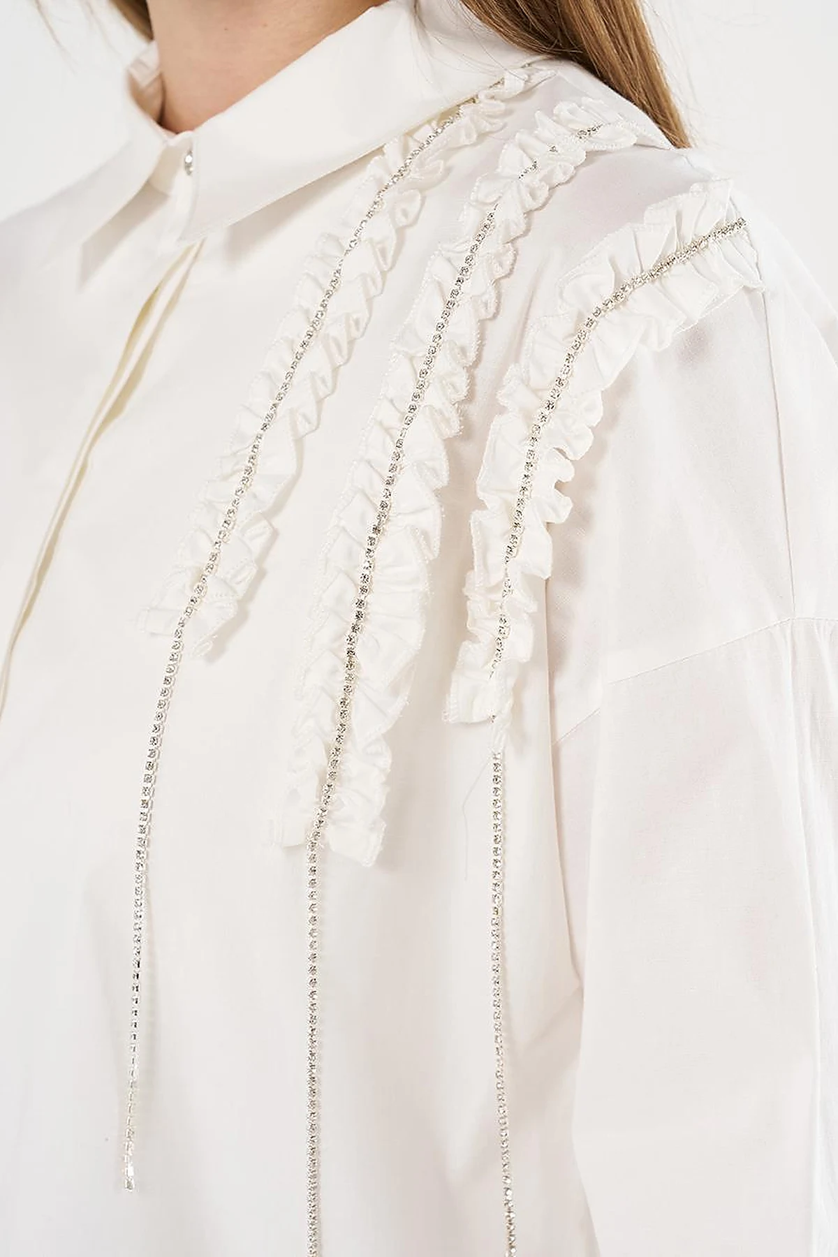 Ruffled Cotton Tunic Ecru
