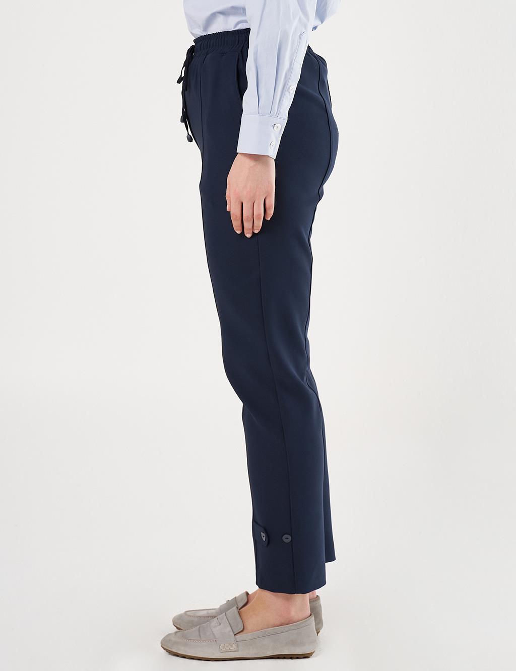 Stitch Detailed Tapered Pants Dark Navy