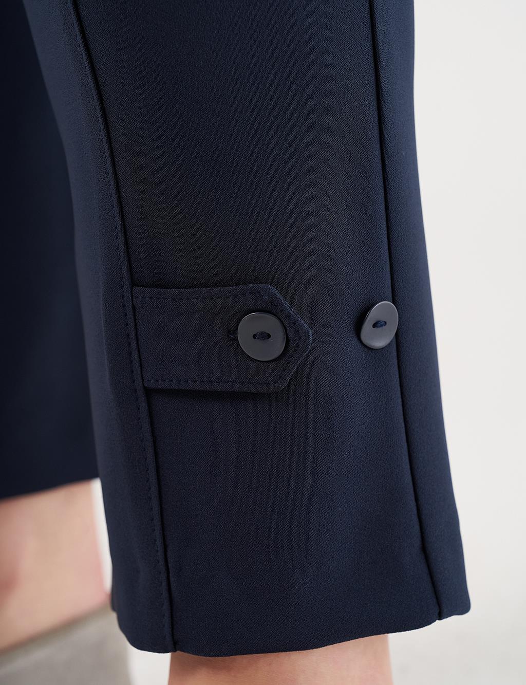 Stitch Detailed Tapered Pants Dark Navy