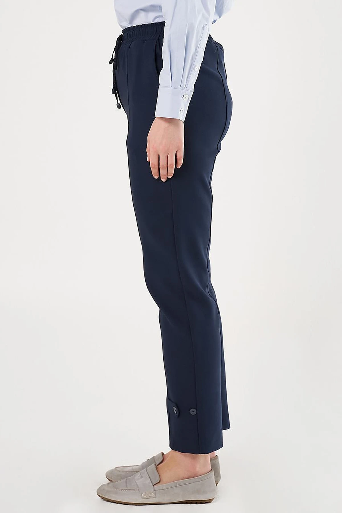 Stitch Detailed Tapered Pants Dark Navy
