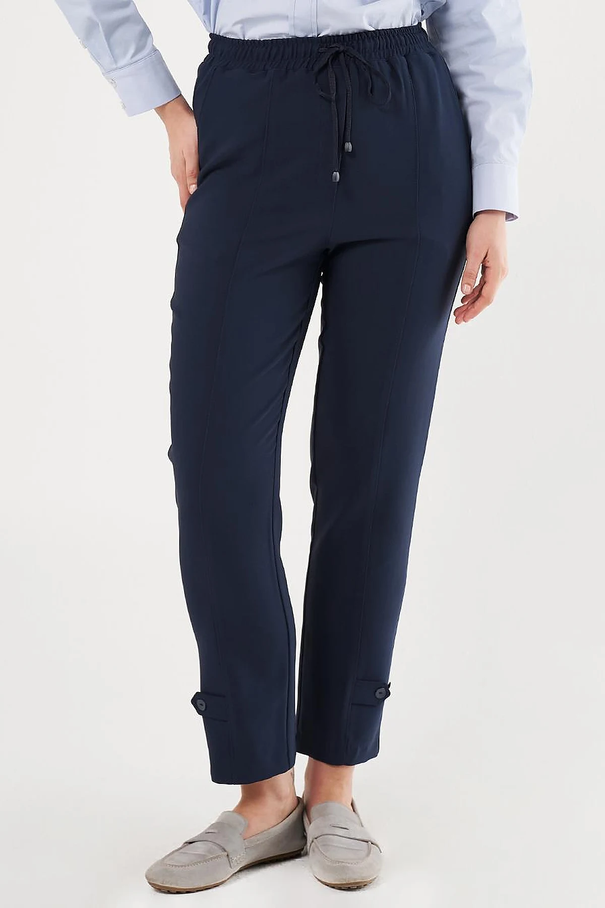 Stitch Detailed Tapered Pants Dark Navy