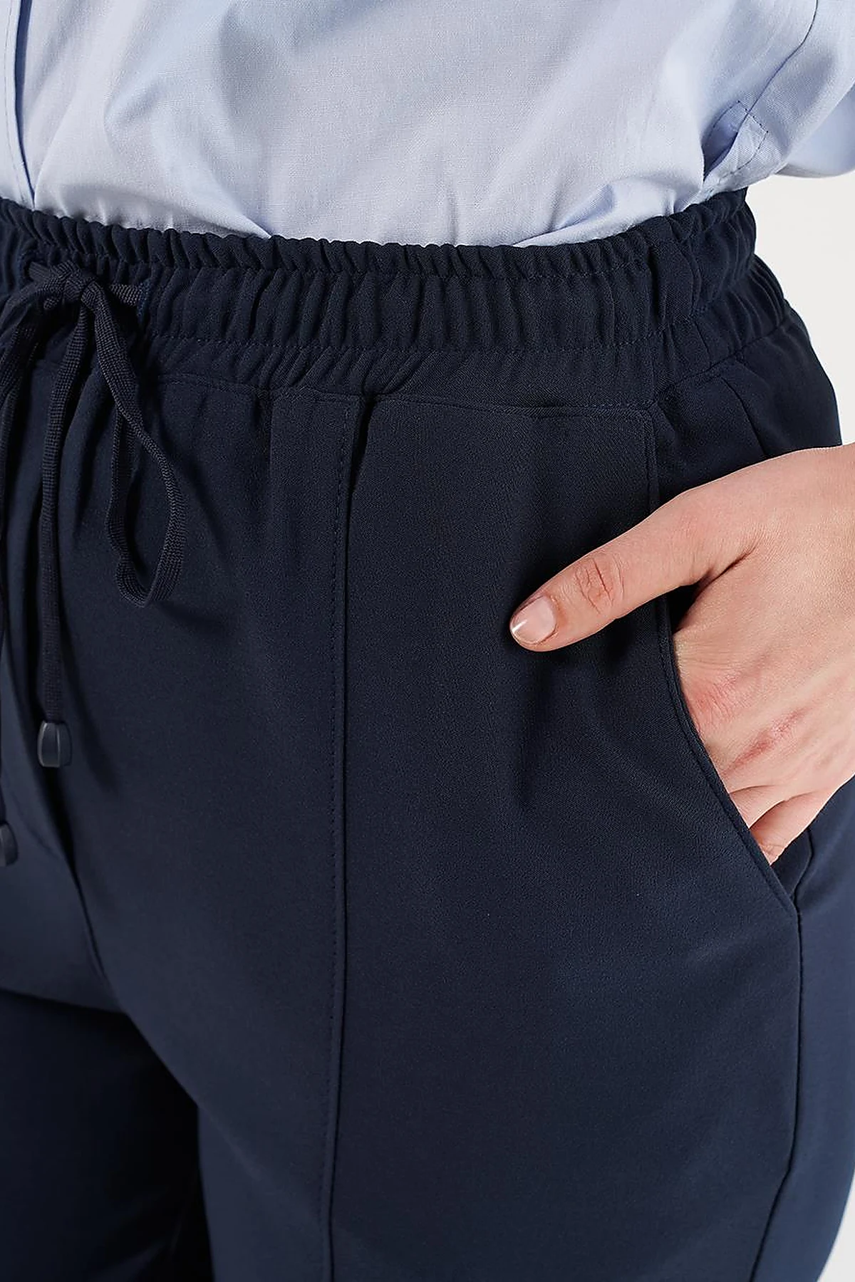 Stitch Detailed Tapered Pants Dark Navy