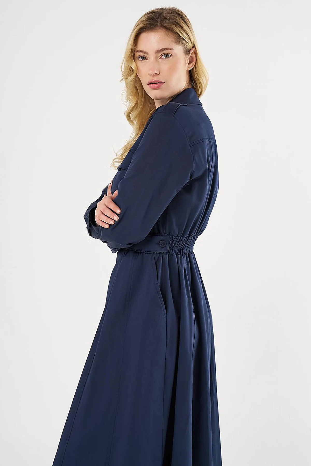 Elasticated Waist Maxi Dress Dark Navy