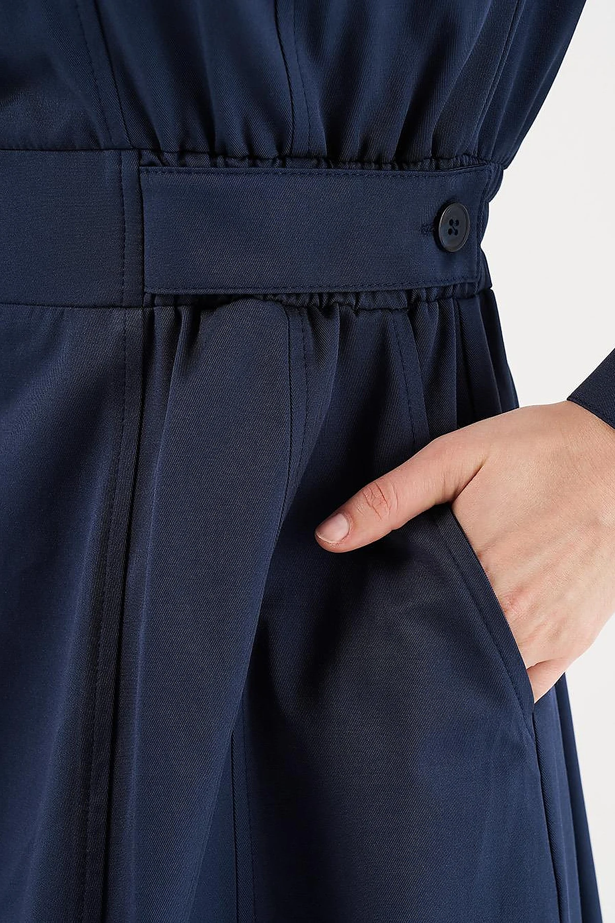 Elasticated Waist Maxi Dress Dark Navy