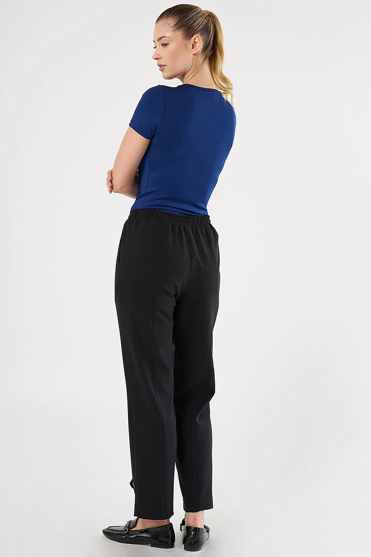 Stitch Detailed Tapered Pants Black
