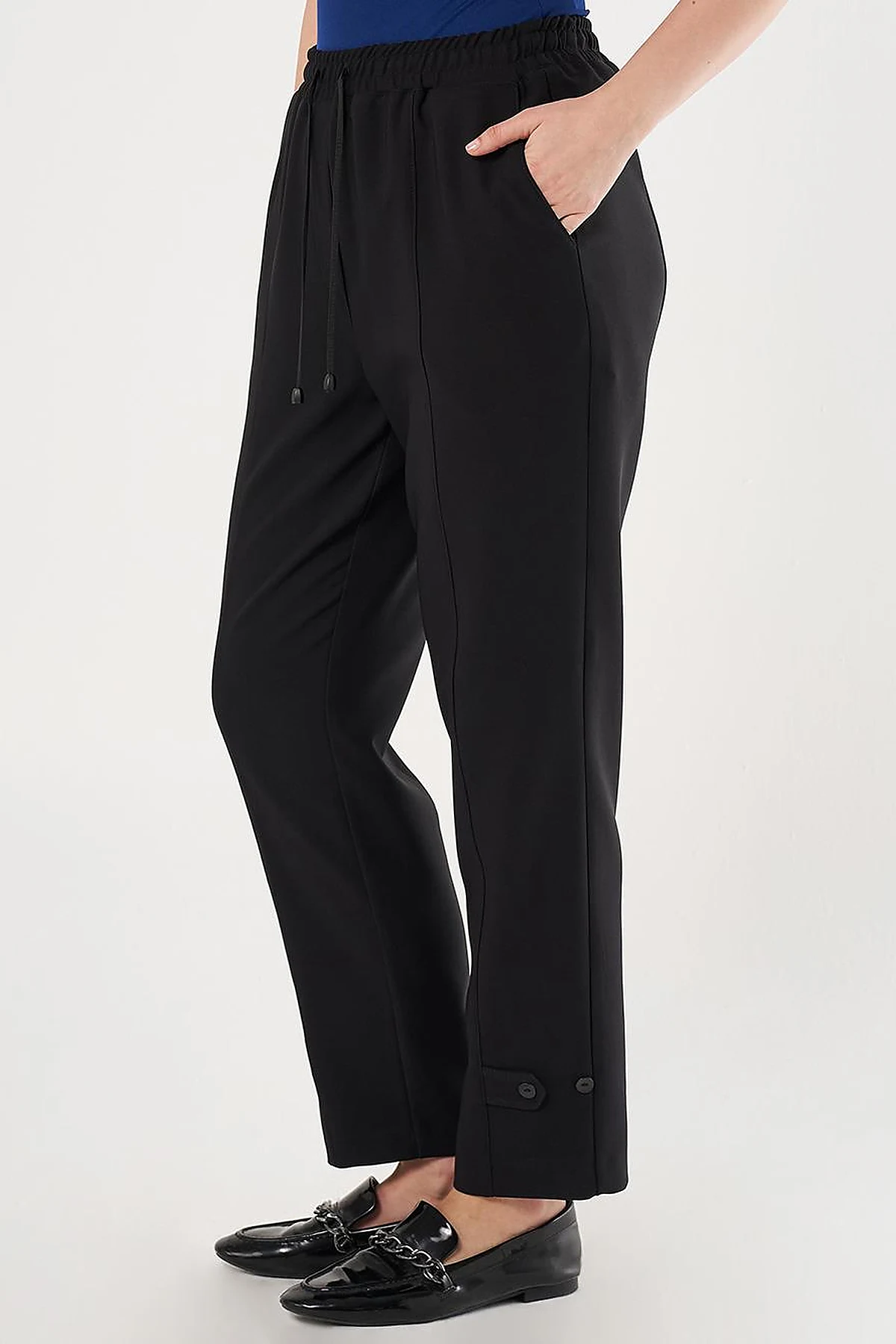 Stitch Detailed Tapered Pants Black