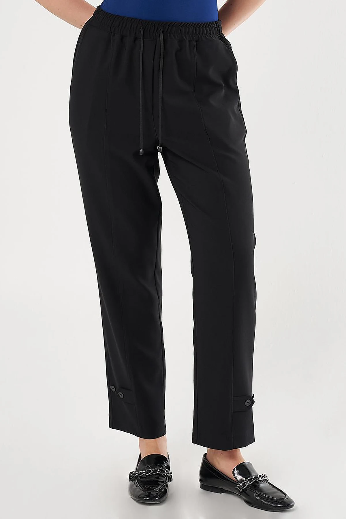 Stitch Detailed Tapered Pants Black