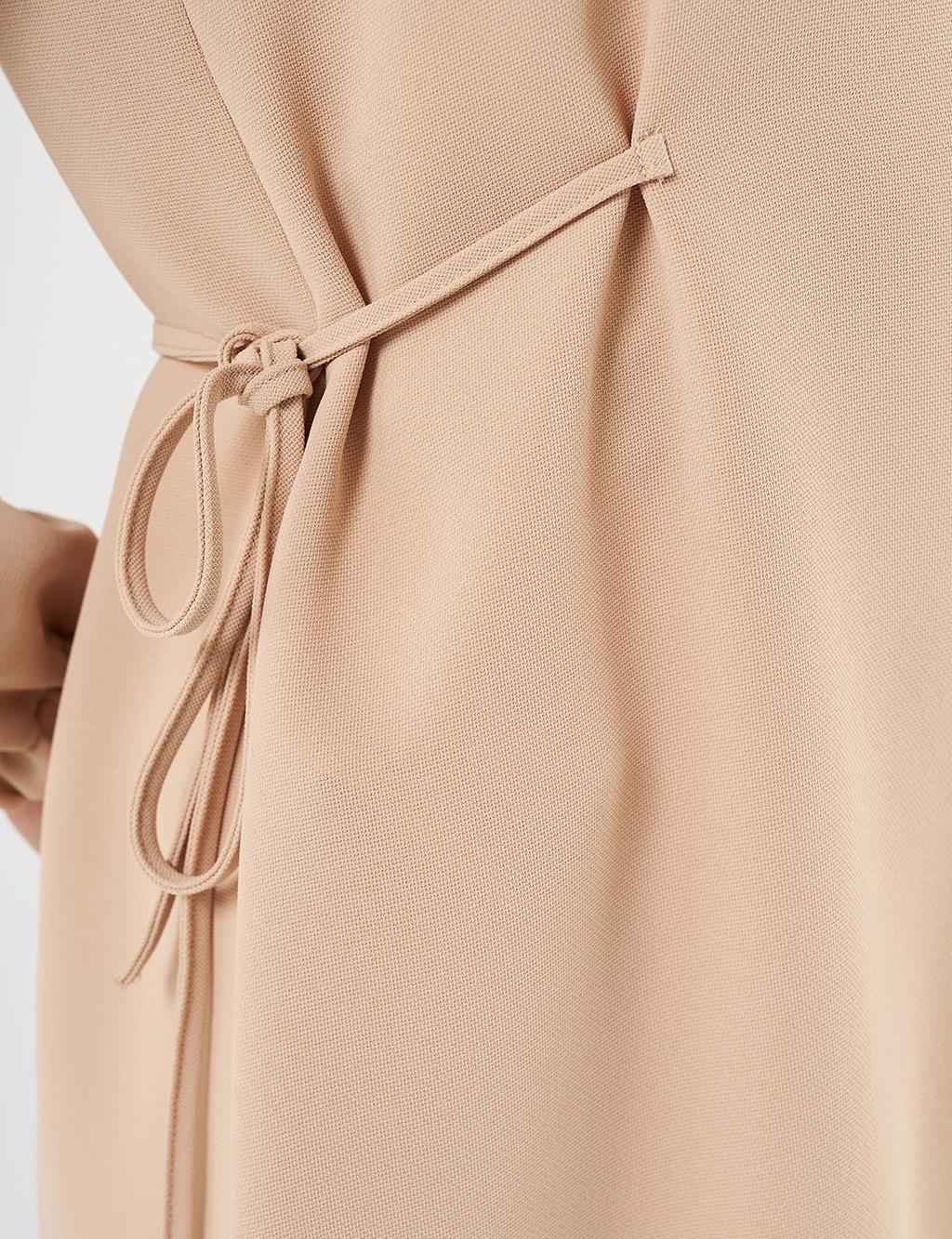 Ribbed Crepe Tunic Beige