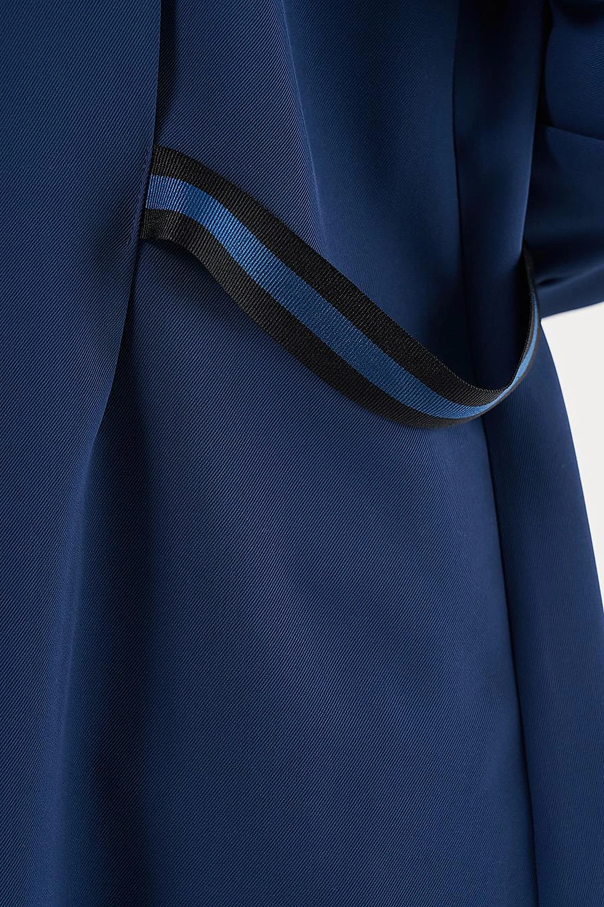 Grosgrain Tie Shirt Collar Tunic Indigo
