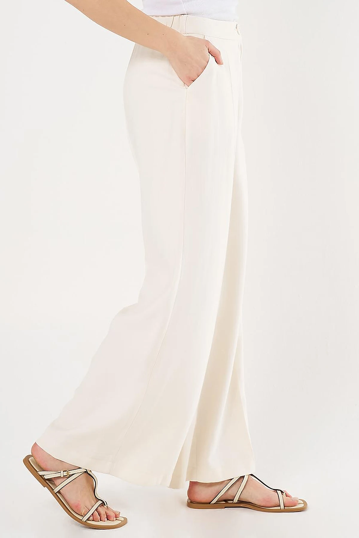  Saddle Stitch Rayon Pants Cream
