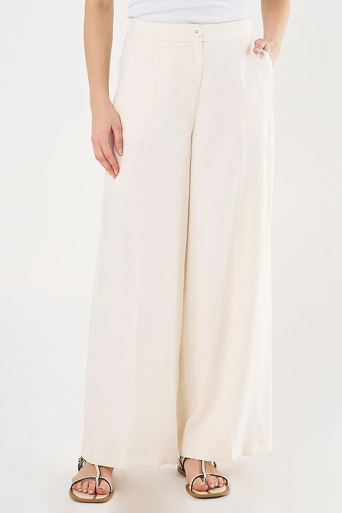  Saddle Stitch Rayon Pants Cream