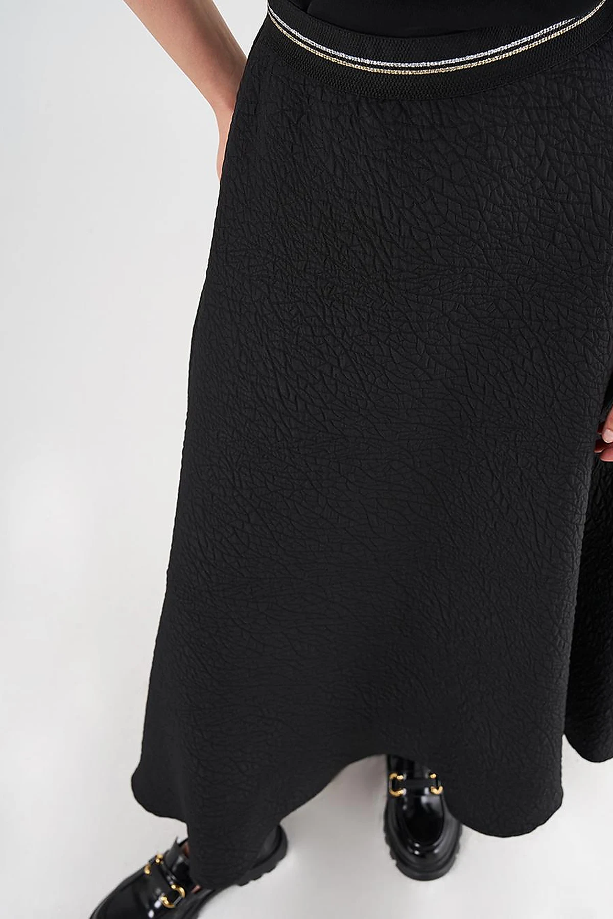 Textured Flared Skirt Black