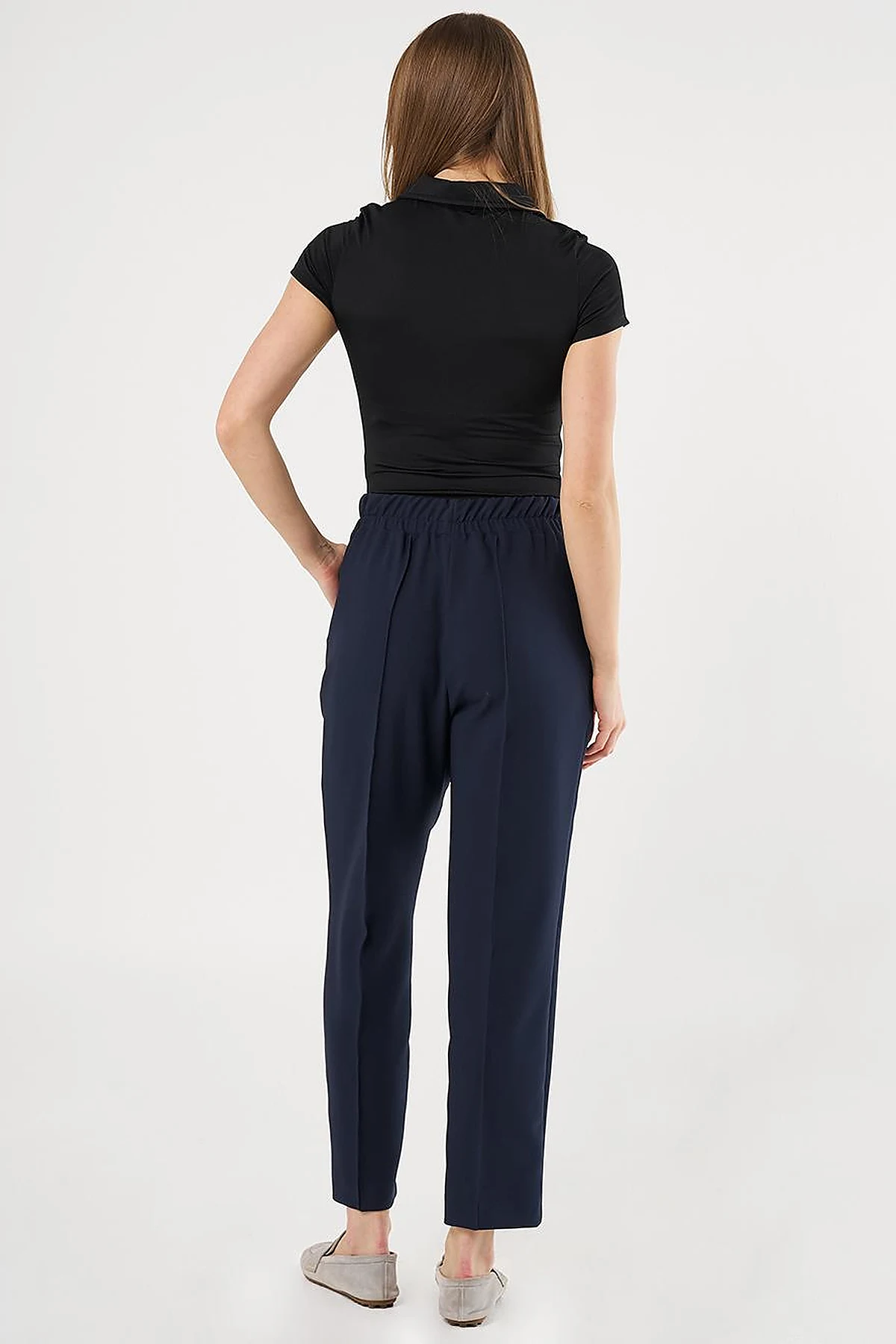 Chain Stitch Straight Leg Pants in Dark Navy